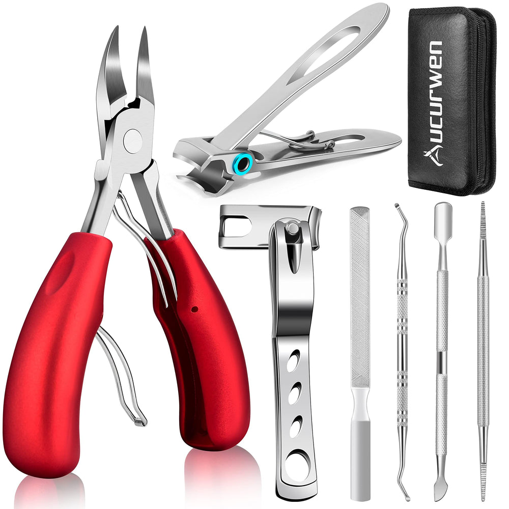 Aucurwen podiatrist toenail clippers with ergonomic handle for comfortable trimming.