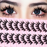 AUGENLI manga lashes 10-pairs spiky set for cosplay and anime-inspired eyes.