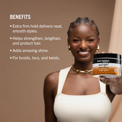 Sleek braids with Hold Tight Gel offering shine and control