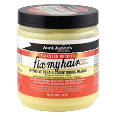 Mascarilla intensiva de Aunt Jackie's, frasco 15oz, reparación profunda y suavizante para el cabello.