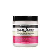 Aunt Jackie's Transform crema hidratante sin enjuague, suaviza y nutre el cabello.