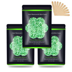 Auperwel hard wax beads 3-pack closeup for gentle at-home depilation.