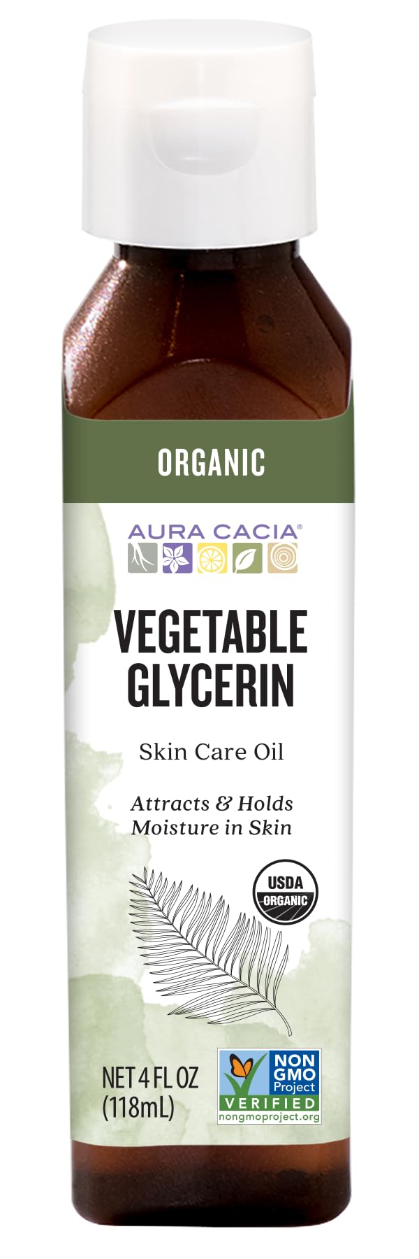 Aura Cacia skin care oil bottle pour showing easy application and hydration potential