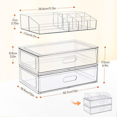 Aurblozen transparent vanity organizer showcases compartments for quick item spotting.