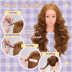 Aurevanna 26-28 inch blonde mannequin head highlighting natural color and length for training.