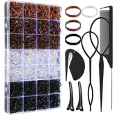 Auroray 1500pcs hair bands with organizer box for tidy on-the-go use.