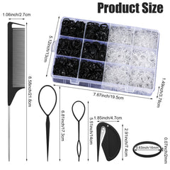 auroray bandas elasticas negro y transparentes, aptas para todo tipo de cabello
