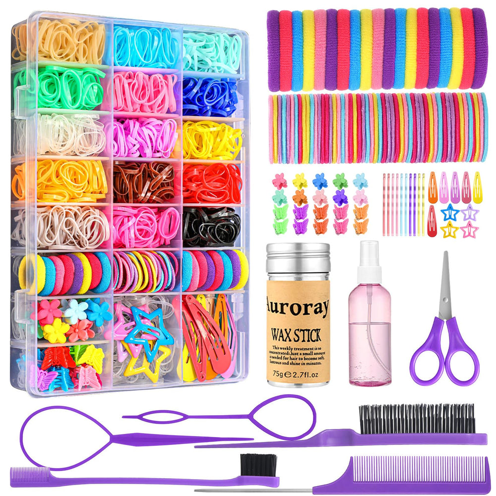 Auroray gomas elásticas para pelo, variedad de colores y agarre suave para peinados diarios.