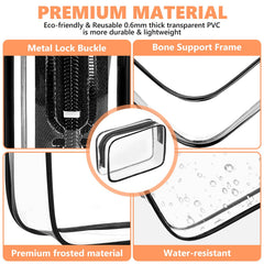AURUZA travel-friendly clear bag fits neatly in carry-on luggage.