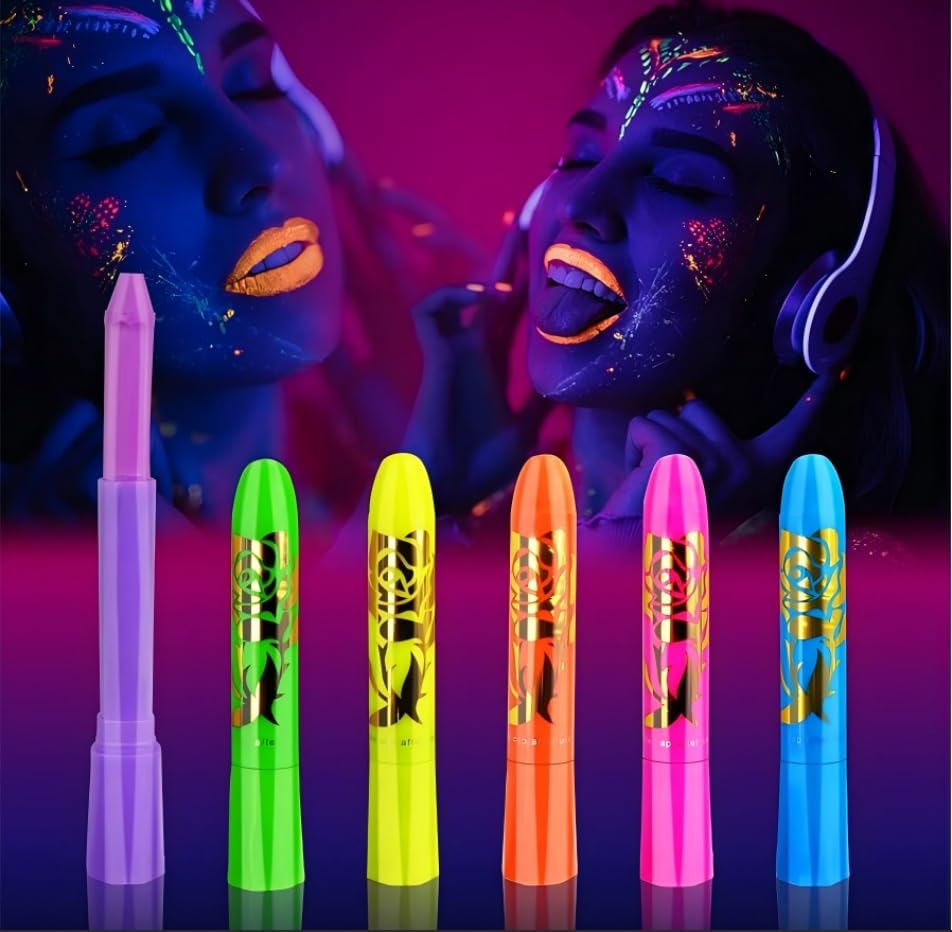 Ausbond kit de pintura facial neón-UV para fiestas con colores vibrantes.
