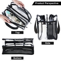 Auseibeely Clear Toiletry Bag top zipper for secure, easy closure during flights