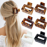 Pinza de pelo Auseibeely rectangular leopardo de 2 pulgadas para peinado rápido