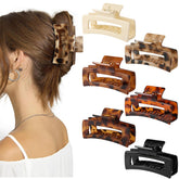 Auseibeely tortoise rectangle clip closeup with secure grip for thick hair.