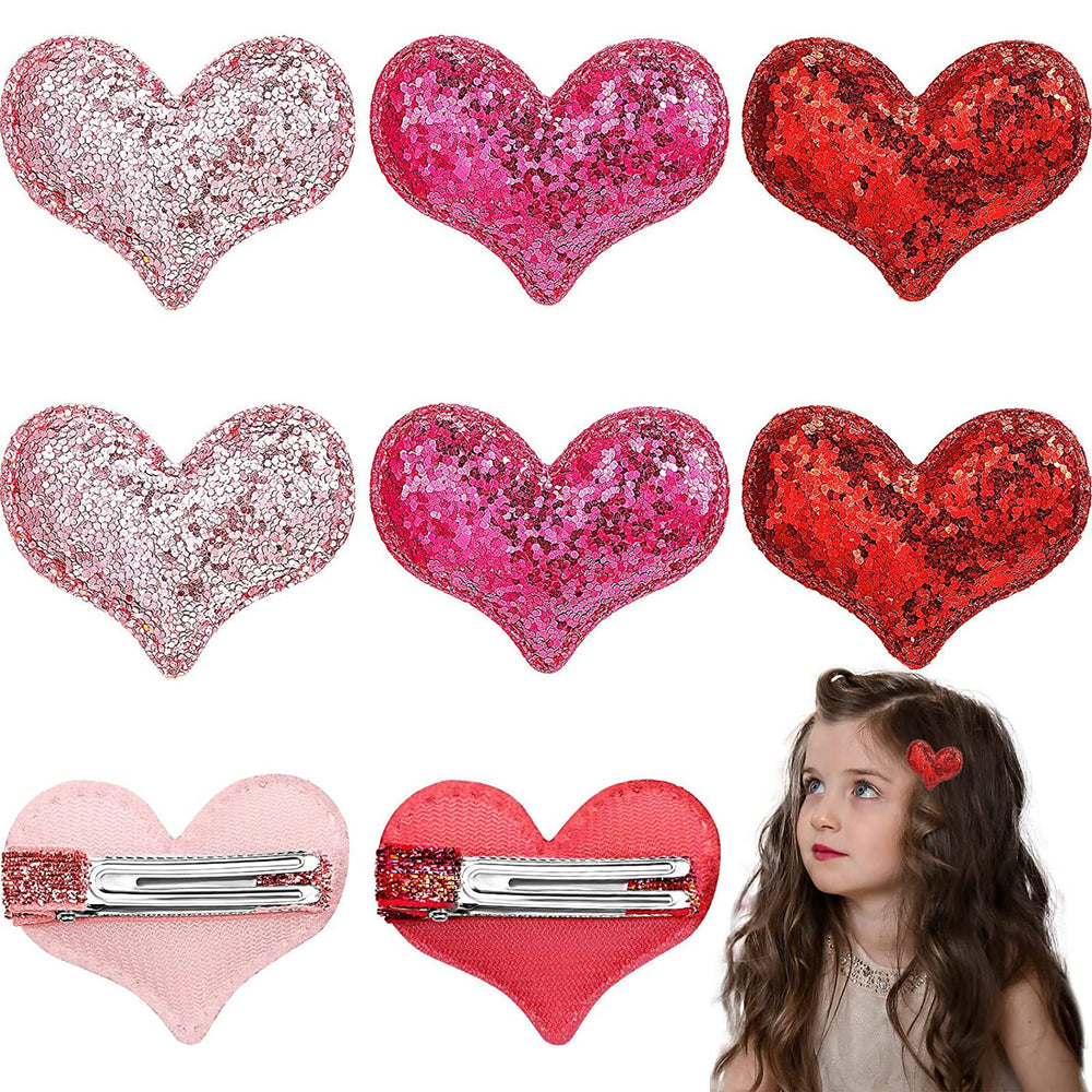 Ausejopeac rose heart hair clip close-up highlighting glitter sequins
