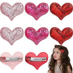 Ausejopeac rose heart hair clip close-up highlighting glitter sequins