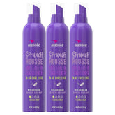 Aussie Sprunch Mousse bottle showcasing flexible, long-lasting curl hold.