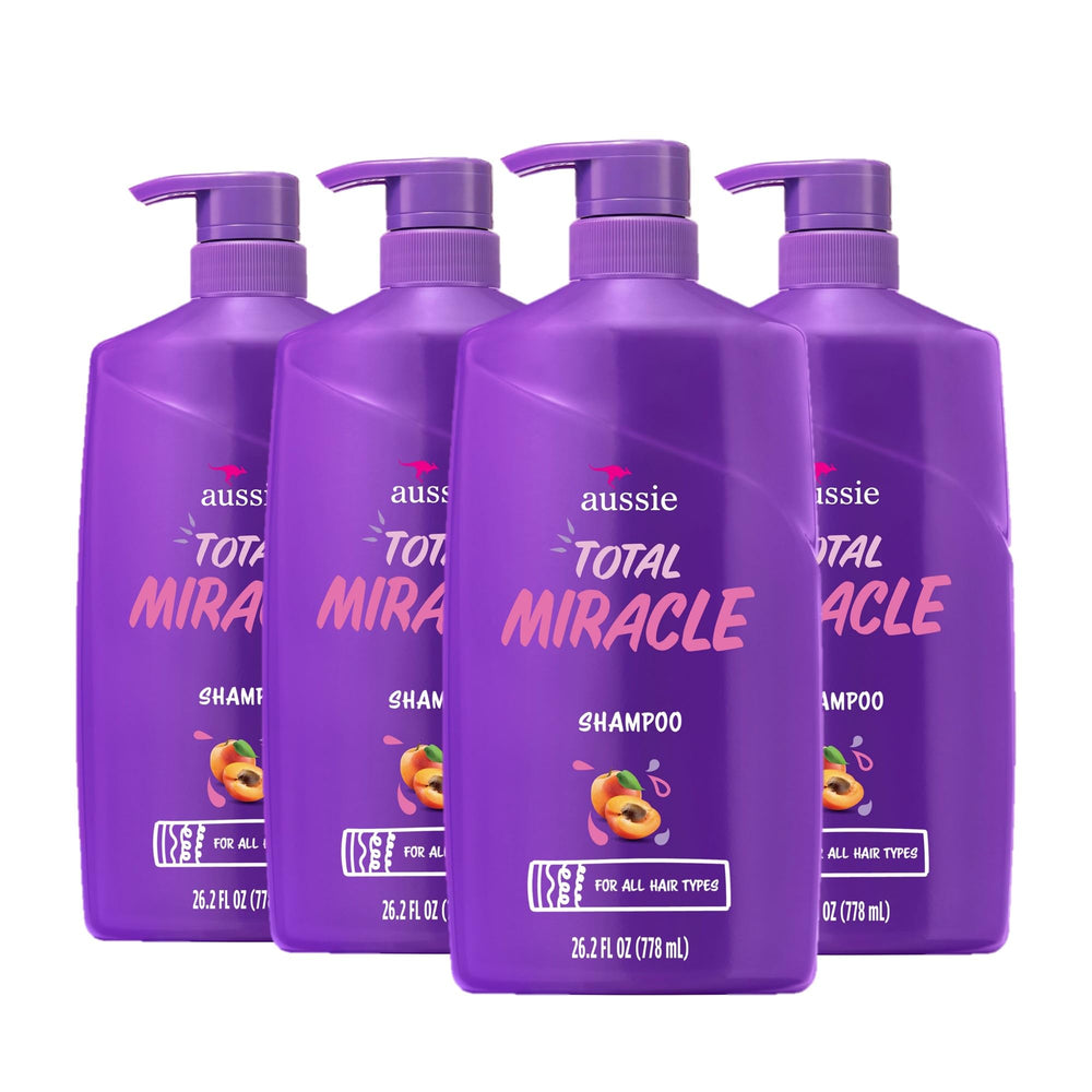 Aussie Total Miracle 7N1 Shampoo pack with four bottles for versatile daily care