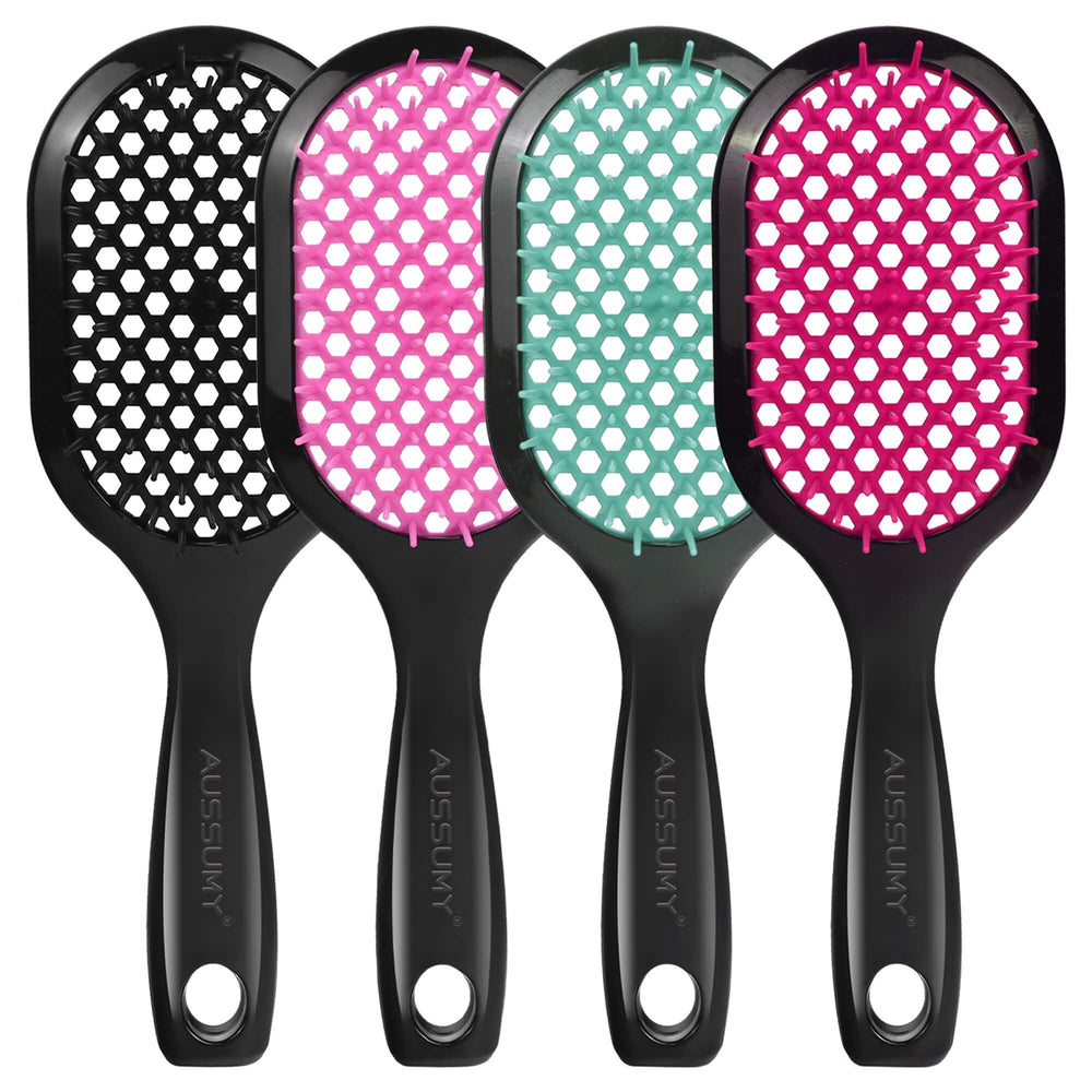 Aussumy vented detangling brush pink for gentle detangling on all hair types.