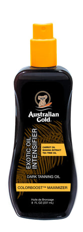 Botella de Australian Gold con aceite bronceador exótico para bronceado intenso
