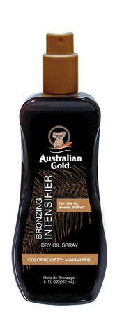 Botella Australian Gold con bronceado inmediato para un brillo dorado natural.