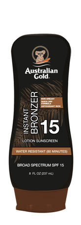 Australian Gold crema solar bronceador instantáneo 8oz para un tono dorado inmediato.