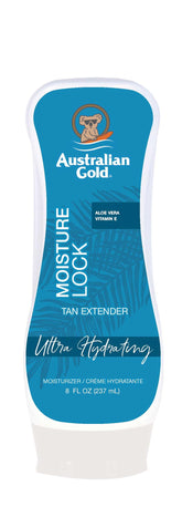 Australian Gold Moisture Lock Tan Extender bottle front for longer-lasting color.