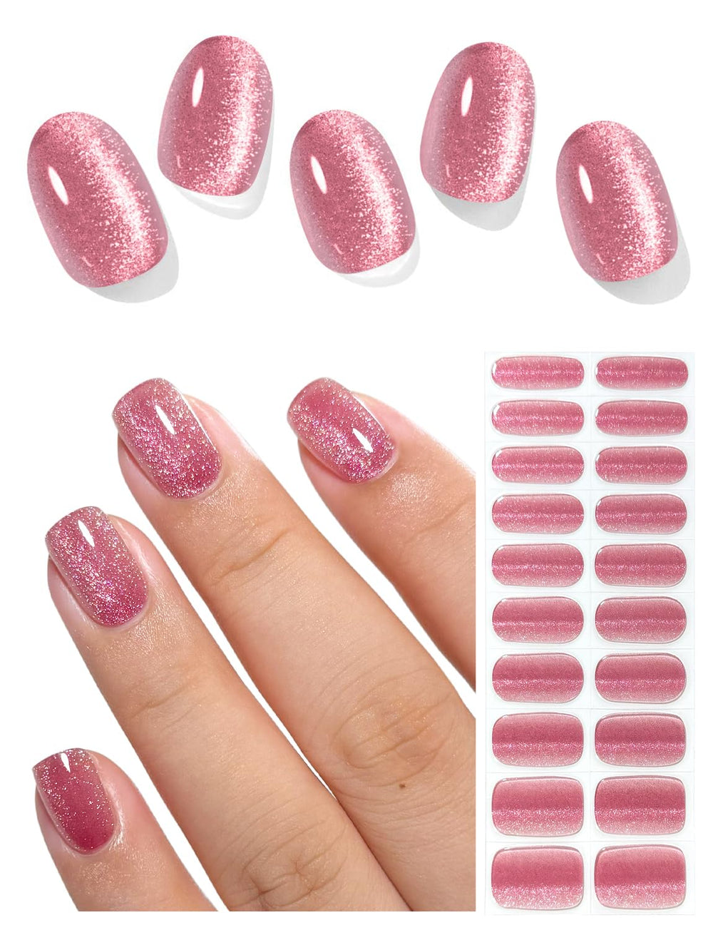 AutyaMee bandas uñas ojo-de-gato rojo carmesí para un look duradero
