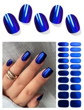AutyaMee tiras de gel semi-curadas azul espejo para manicura duradera.