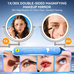 Auxmir 1x/30x dual-side magnification aids precise eyebrow shaping and eyeliner.
