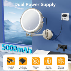 Auxmir 5000mAh battery-powered mirror runs long between charges.