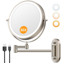 Auxmir 8-inch wall-mounted makeup mirror front view for daily grooming.