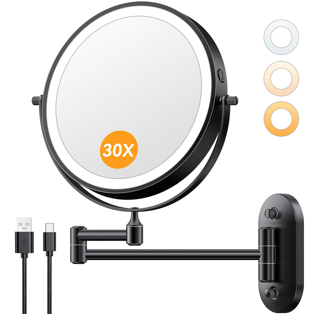 Auxmir wall-mounted 8-inch lighted makeup mirror for clear daily grooming.