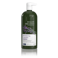 Avalon Organics Champú Lavanda Revitalizante en botella, puede dejar el cabello suave y brillante.