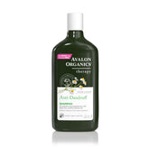 Avalon Organics Dandruff Therapy Shampoo bottle highlighting 2% salicylic acid for scalp care.