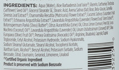 Avalon Organics lavender lotion ingredients closeup—aloe and lavender nourish the skin.
