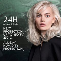 Mist application of Aveda Abundant Blowout on damp hair adds lift.