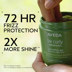 Aveda Be Curly Advanced Coil Definer Gel texture close-up highlights slip-free application