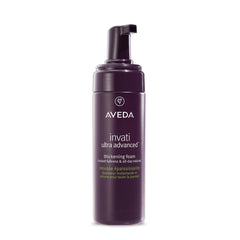 Aveda Invati Ultra Thickening Foam bottle promoting fuller-looking hair