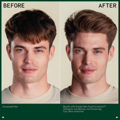 Aveda Men Pure-Formance Grooming Clay close-up of hair with no shine.
