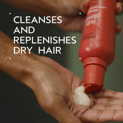 Aveda Nutriplenish shampoo foam lather shown for gentle cleansing