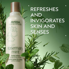 Close-up of Aveda Rosemary Mint Body Lotion texture for silky, quick absorption