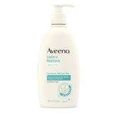 Aveeno Calm + Restore, botella de 18 onzas, limpia sin resecar la piel sensible.