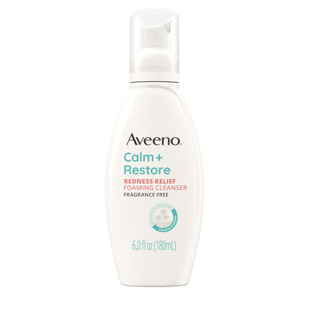 Aveeno Calm + Restore botella con limpiador suave para piel sensible