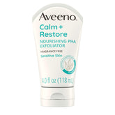Aveeno Calm + Restore exfoliante pha, botella 4oz, exfolia suavemente piel sensible.