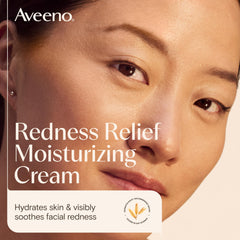 Aveeno Calm and Restore texture swatch highlights lightweight, non-greasy finish.