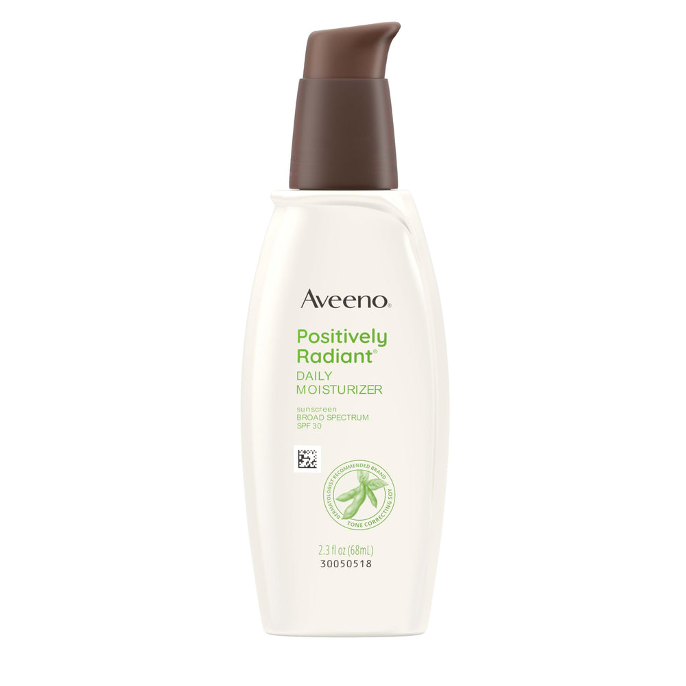 Aveeno crema facial SPF30 en botella, hidratación suave para uso diario.