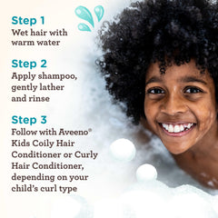 Aroma ligero y crema del Aveeno Kids Curly & Coily Hair Shampoo.