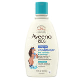Aveeno Kids Curly Hair Conditioner bottle with oat extract nourishes curls.