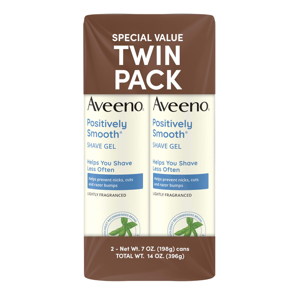 Aveeno Positively Smooth twin-pack shave gel for a rich lather and smooth shave