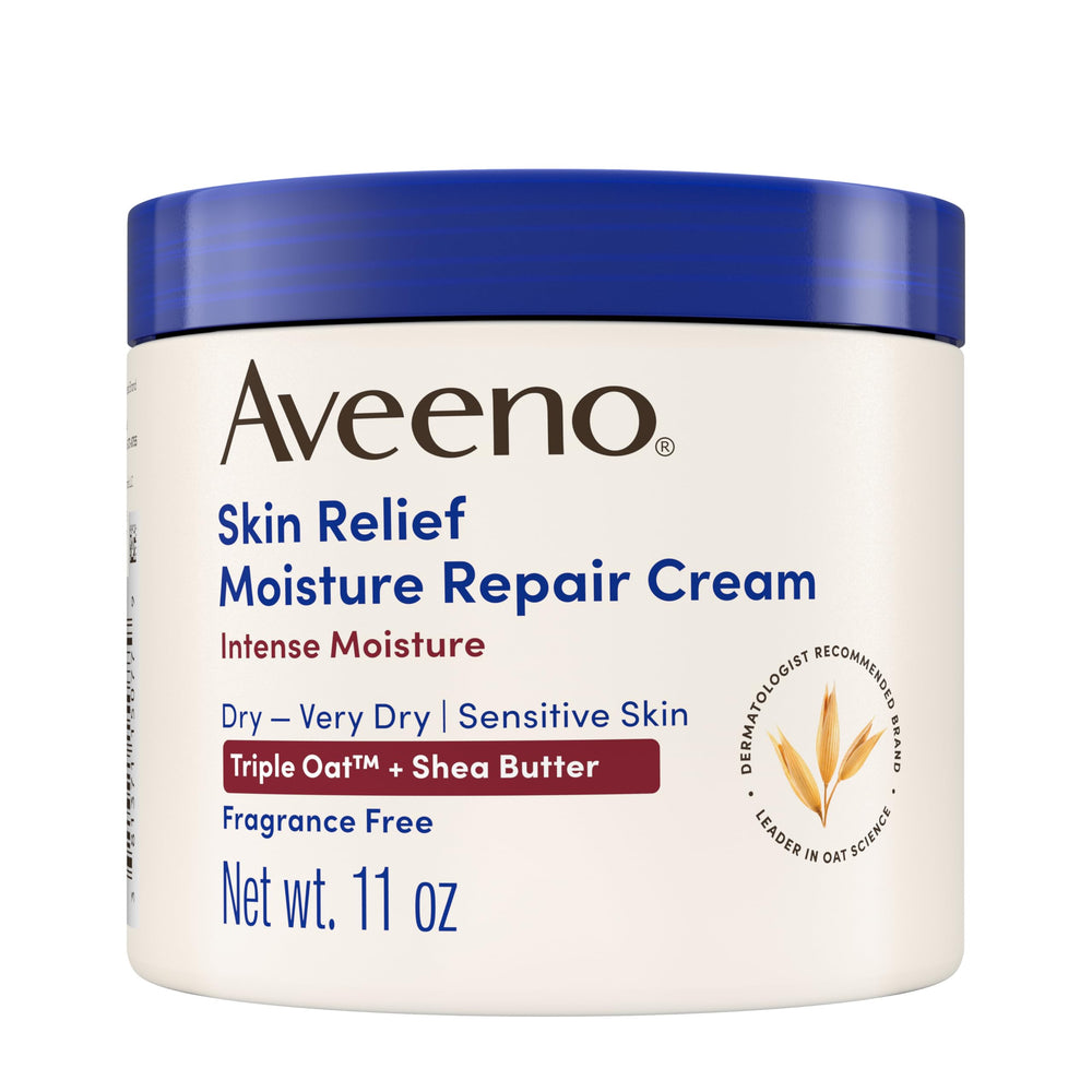 Aveeno crema corporal para piel seca con hidratación duradera.